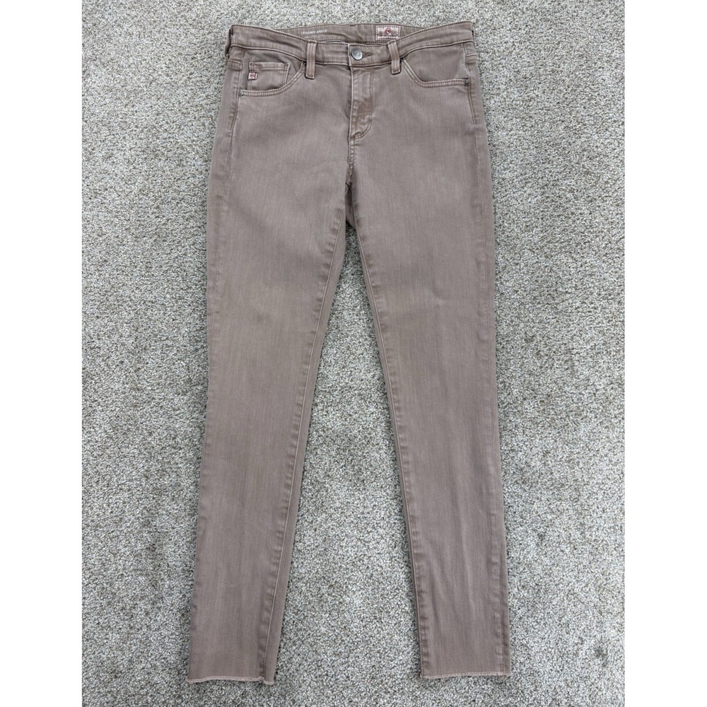 AG The Legging Super Skinny Jeans Womens 27 Mushroom Brown Stretch Denim Raw Hem